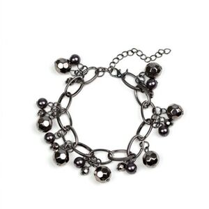 Paparazzi Charcoal Beaded Bracelet Make Do In Malibu Black Gun Metal Fashion